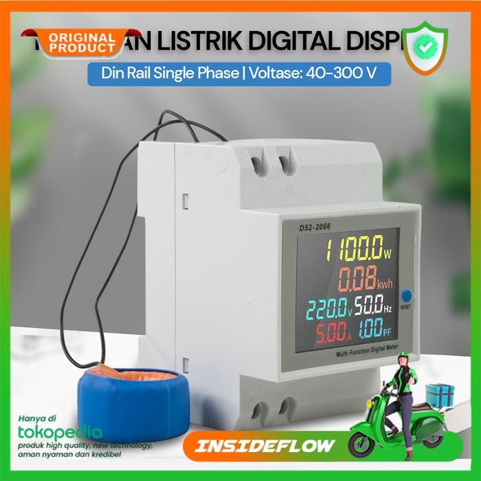 TERBARU MCB Meteran Listrik Digital Display Din Rail Single Phase 300V