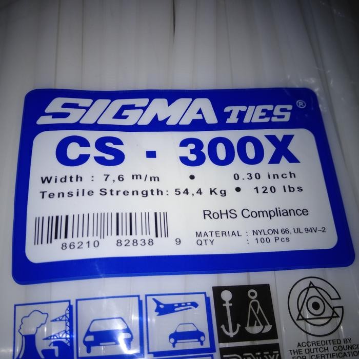 

KABEL TIES SIGMA CS 300 X PUTIH. ISI 100 PCS