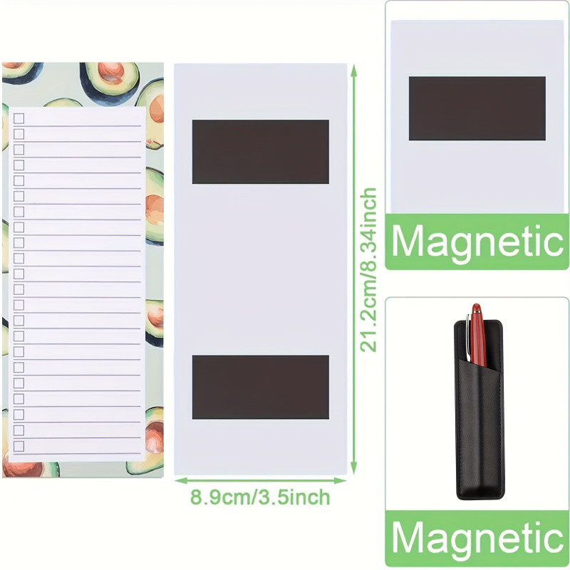 

3-Pcs/2-Pack Magnetic Shopping List Note Pad + 1 Magnetic Pen Holder (50 Sheets Per Pack) Tear-Off