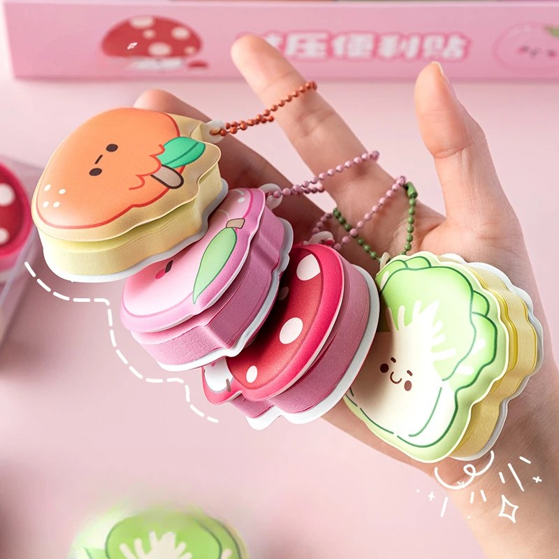 

4Pcs Creative Cute Cartoon Food Series Stress Relief Elastic Memo Pad Mini Kawaii Pendant Notepad