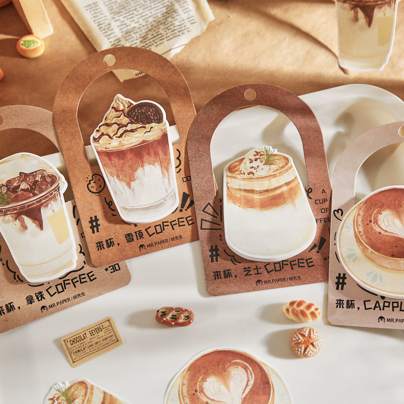 

30 Pcs Coffee Time Sticky Notes Funny Self Sticky Notepads Memo Pads For Coffee Lover Office School