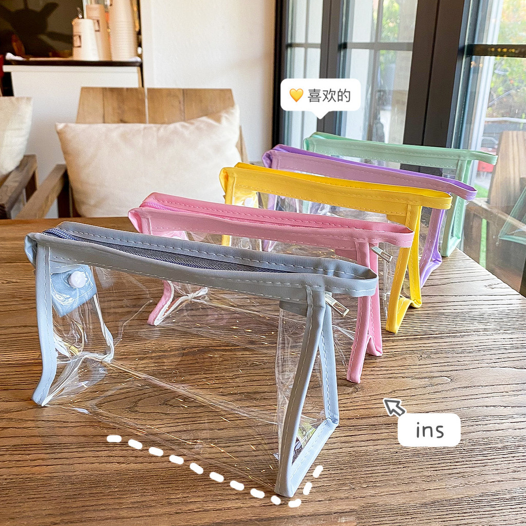 

Pvc Transparent Cosmetic Bag Kawaii Waterproof Pencil Bags For Students Stationery School Supplies