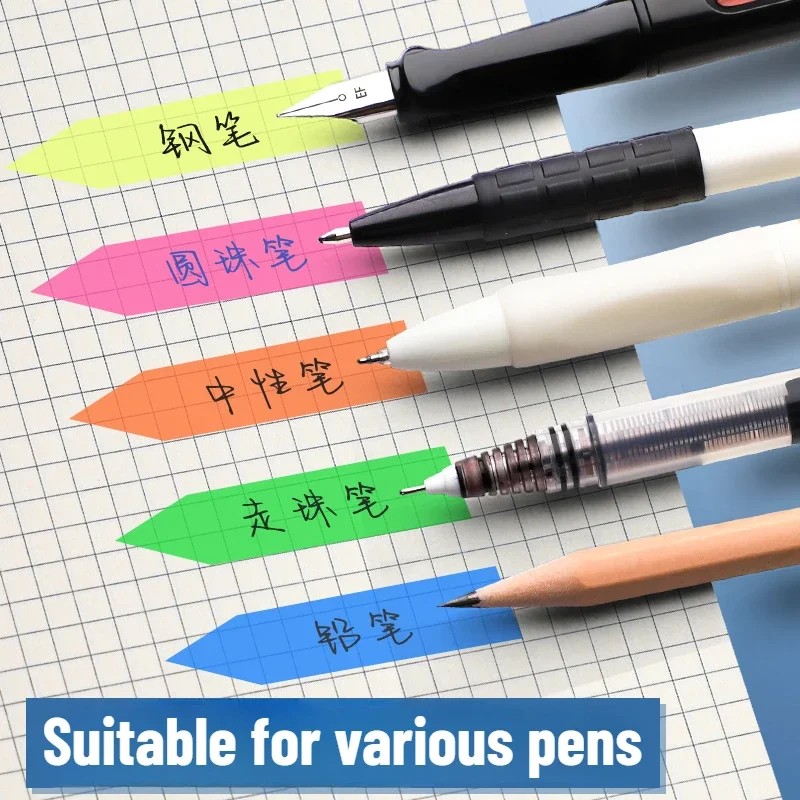 

200Sheets Transparent Fluorescent Index Tabs Pet Self-Adhesive Sticky Note Memo Pads Stationery