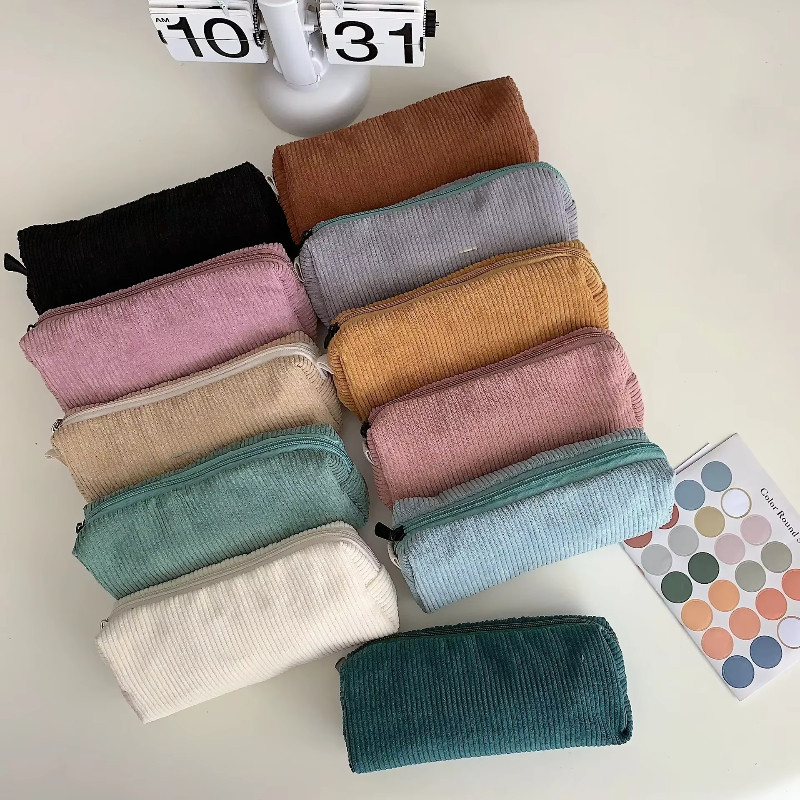 

Large Capacity Pencil Case Stationery Pen Case Corduroy Pencilcase School Supplies Pencil Pouch Back