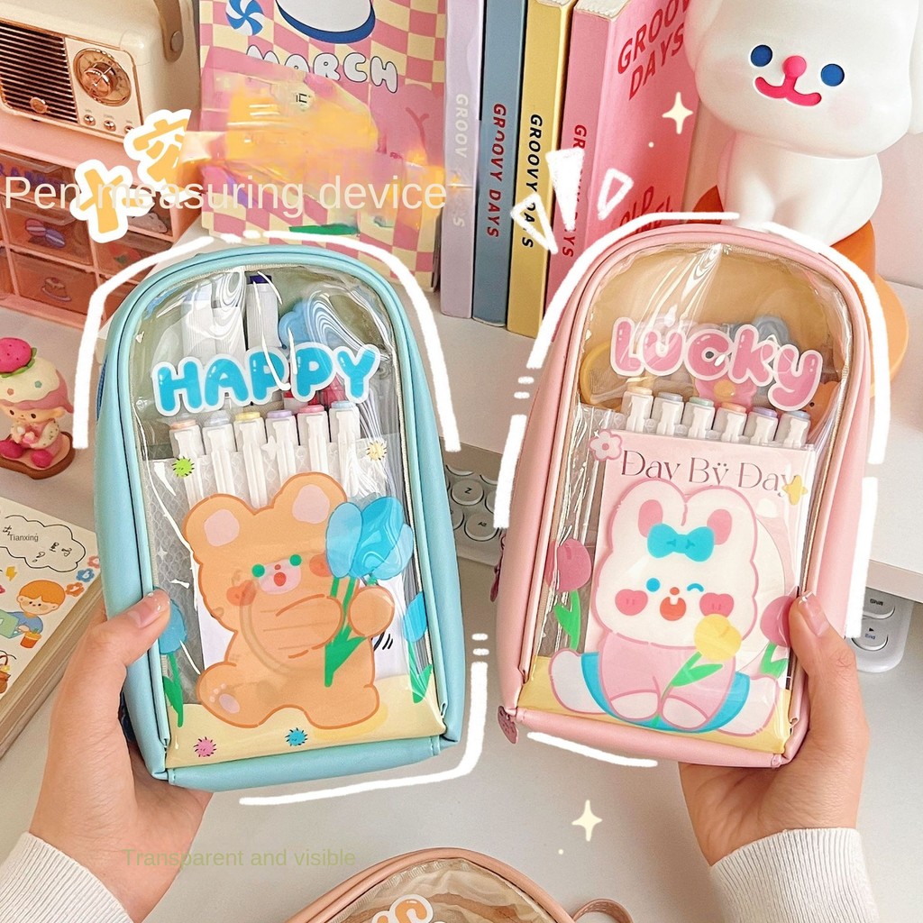 

Cute Pencil Case Stationery Box Student Large Capacity Transparent Pencil Case Cartoon Stationery