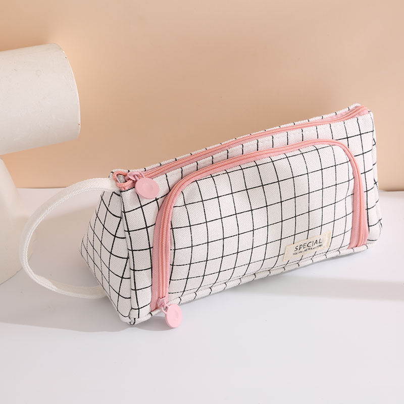 

Canvas Pen Bag Simple Portable Makeup Bag Large Capacity Student Pencil Case Business Office