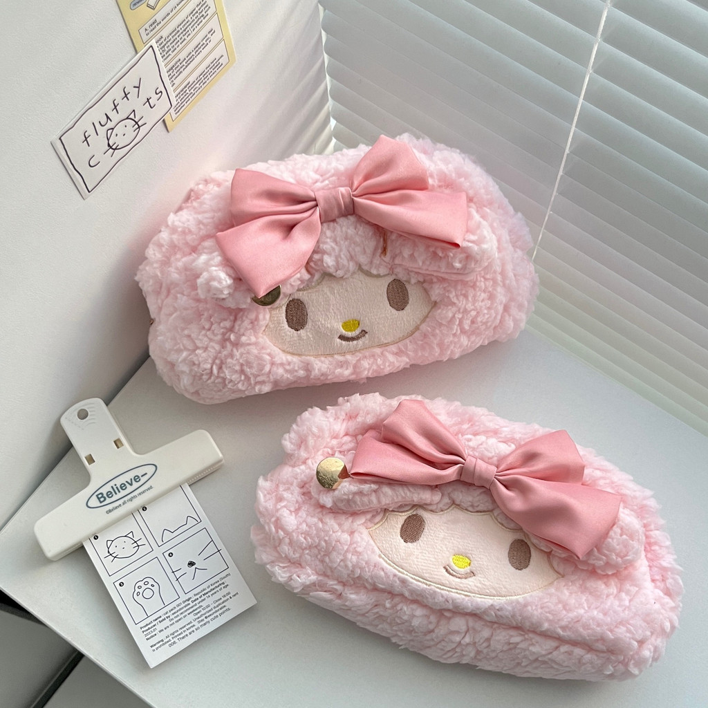 

Sanrio Plush Lamb Piano Pencil Case For Girls, Cute Large Capacity Cartoon Stationery Bag, High