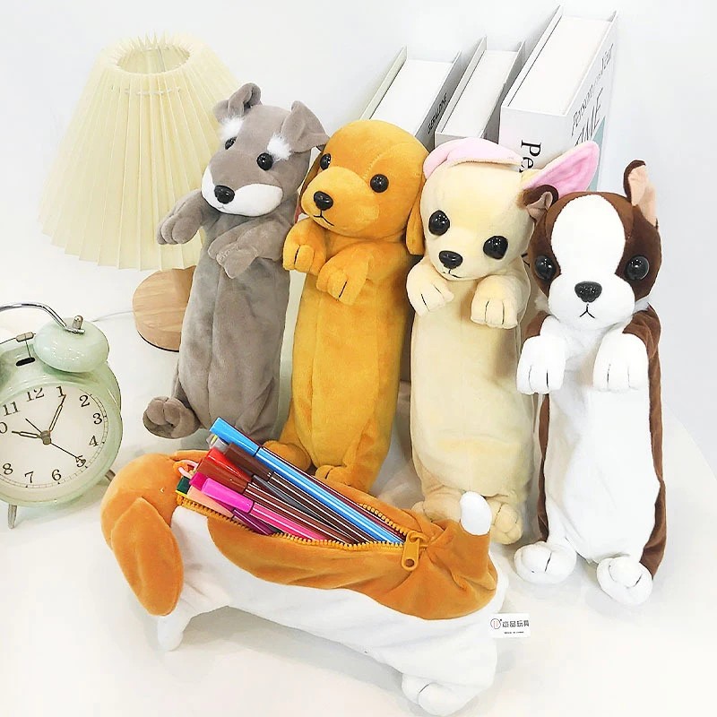 

Stationery Pencilcase Cartoon Plush Dog Pencil Bag Animal Pen Bag School Supplies For Students