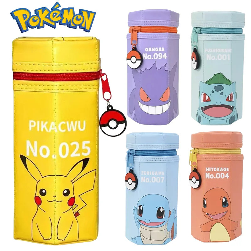 

Miniso Pokemon Stationery Bag Pikachu Squirtle Pencil Case Student Storage Hex Pen Bag Cosmetic Bag