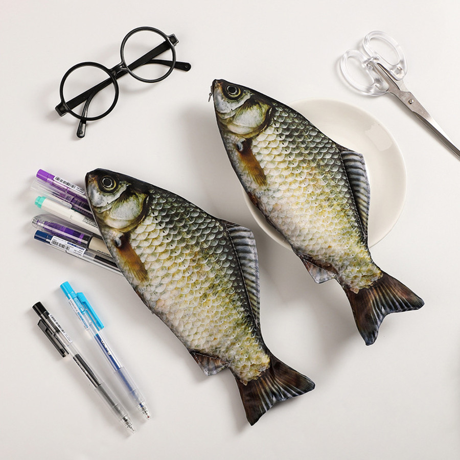 

Creative Simulated Salted Fish Pencil Case Large Capacity Pencils Pouch Cute Pencil Bag Funny Back