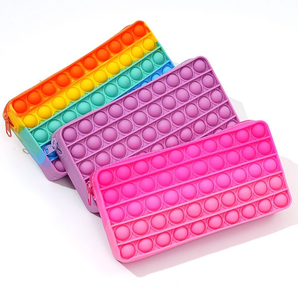 

Large Capacity Silicone Pen Case Decompression Bubble With Zipper Student Pencil Bag Space-Saving
