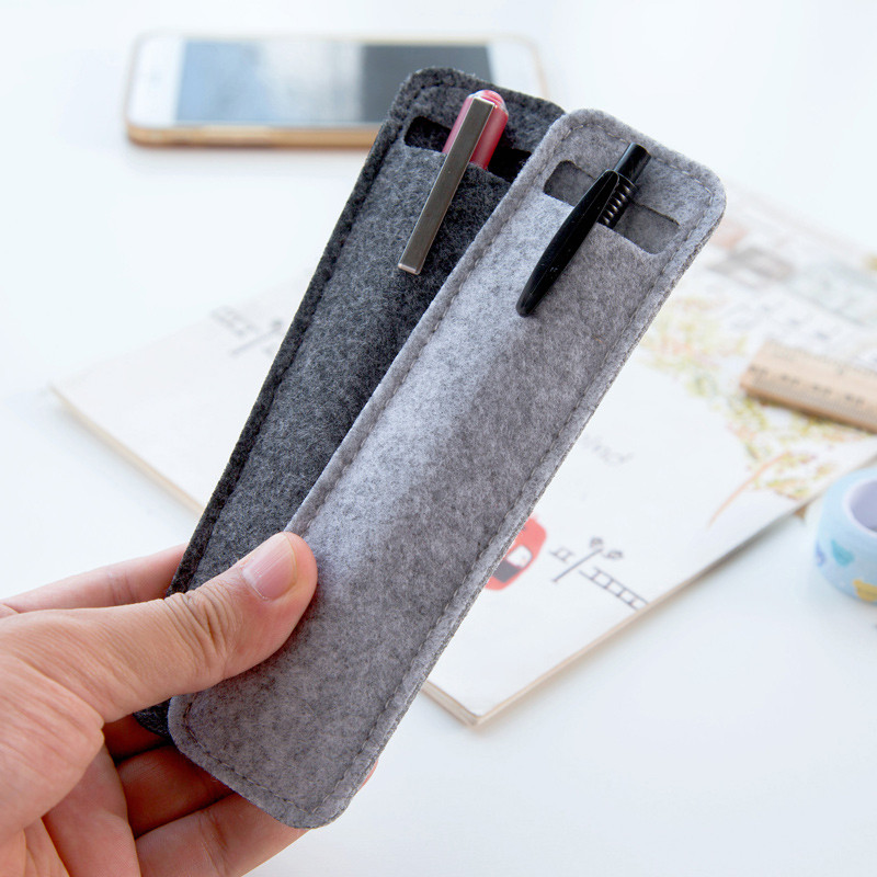 

High Quality Small Felt Pen Pouch Holder Single Hole Roller Ballpoint Fountain Pens Pencil Case Bags