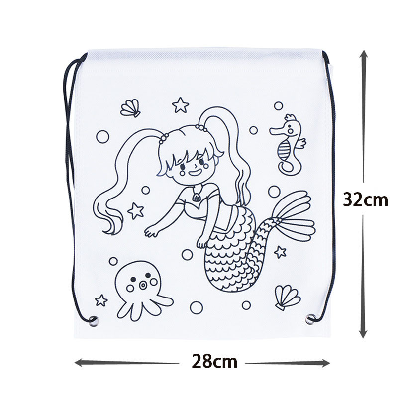 

Kids Graffiti Backpack Drawing Toys Cartoon Animal Mermaid Dinosaur Diy Coloring Storage Bundle