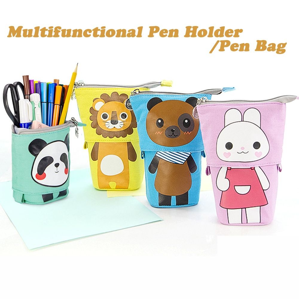 

New Canvas Pencil Case Large Capacity Retractable Flexible Pen Bag Fashion Portable Zipper Storage