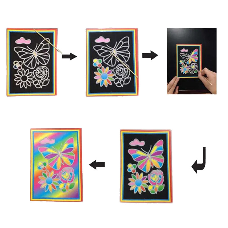 

10Pcs Children Scratch Painting Toys Art Diy Handmade Cute Cartoon Pattern Brilliant Colors Drawing