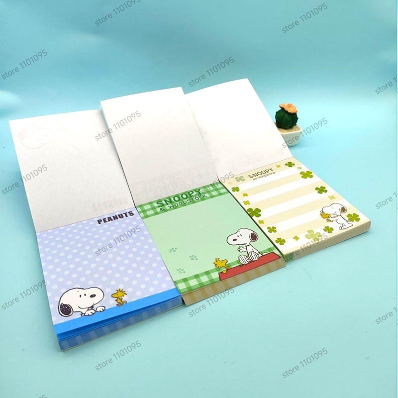 

100 Sheets Disney Snoopy Memo Pad Sticky Notes Kawaii Stationery Notepad Label Post Office School