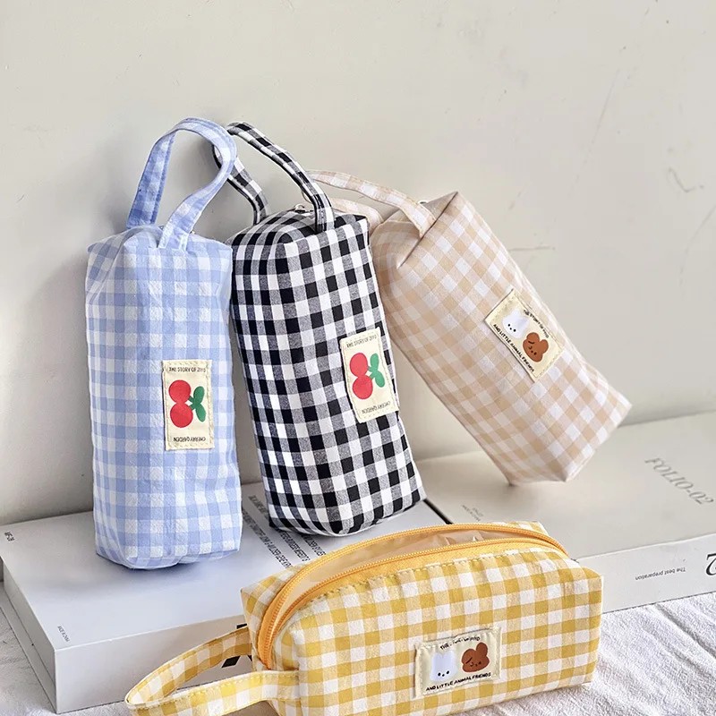 

Japanese Kawaii Embroidered Pencil Case Large Capacity Cute Storage Bags Flora Cherry Bear