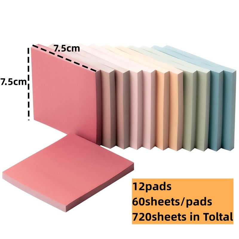 

12Pads 7.5*7.5 Notepad Index Sticky Notes Kawaii Stationery Supplies Note Stationery Office