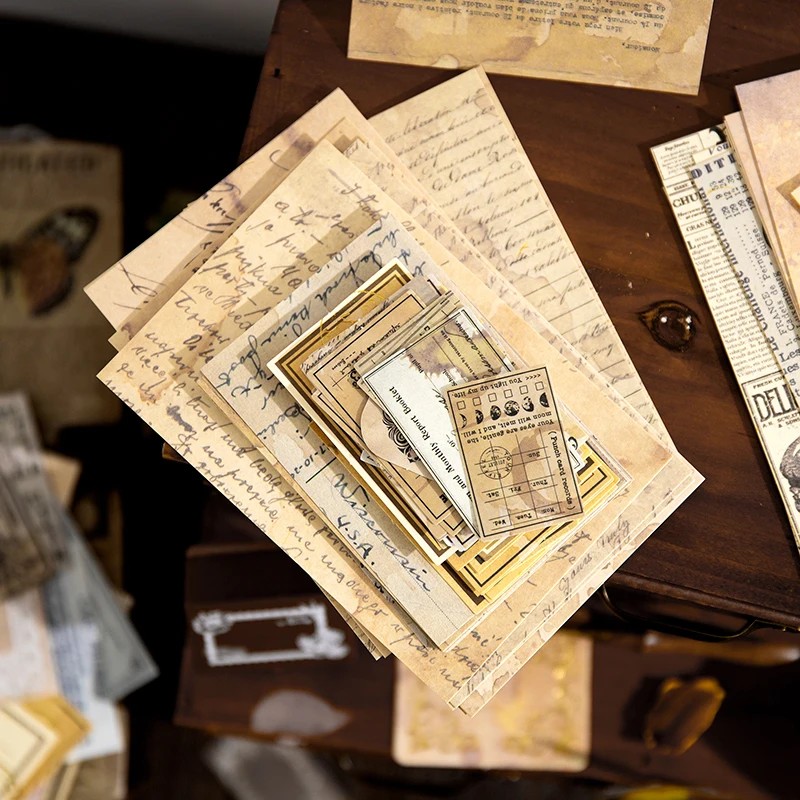

Journamm 100Pcs/Pack Vintage Memo Paper Kit Diy Scrapbooking School Supplies Junk Journal Collage