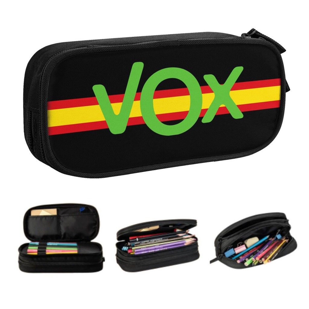 

Custom Cute Espana Vox Logo Pencil Cases For Girls Boys Spain Political Party Spanish Large Capacity