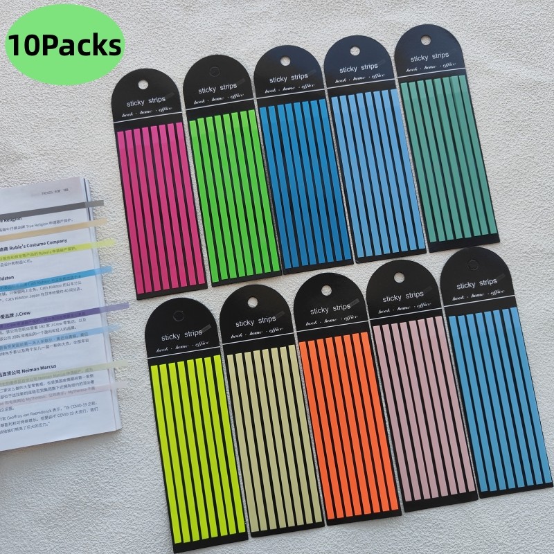 

10 Packs Color Stickers Transparent Fluorescent Index Tabs Flags Sticky Note Stationery Children