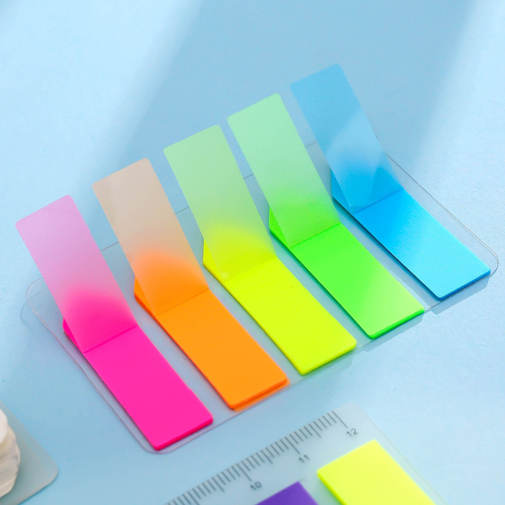 

Color Fluorescence Sticky Notes Set Memo Pad Bookmarks Banners Transparent Sticky Notes School