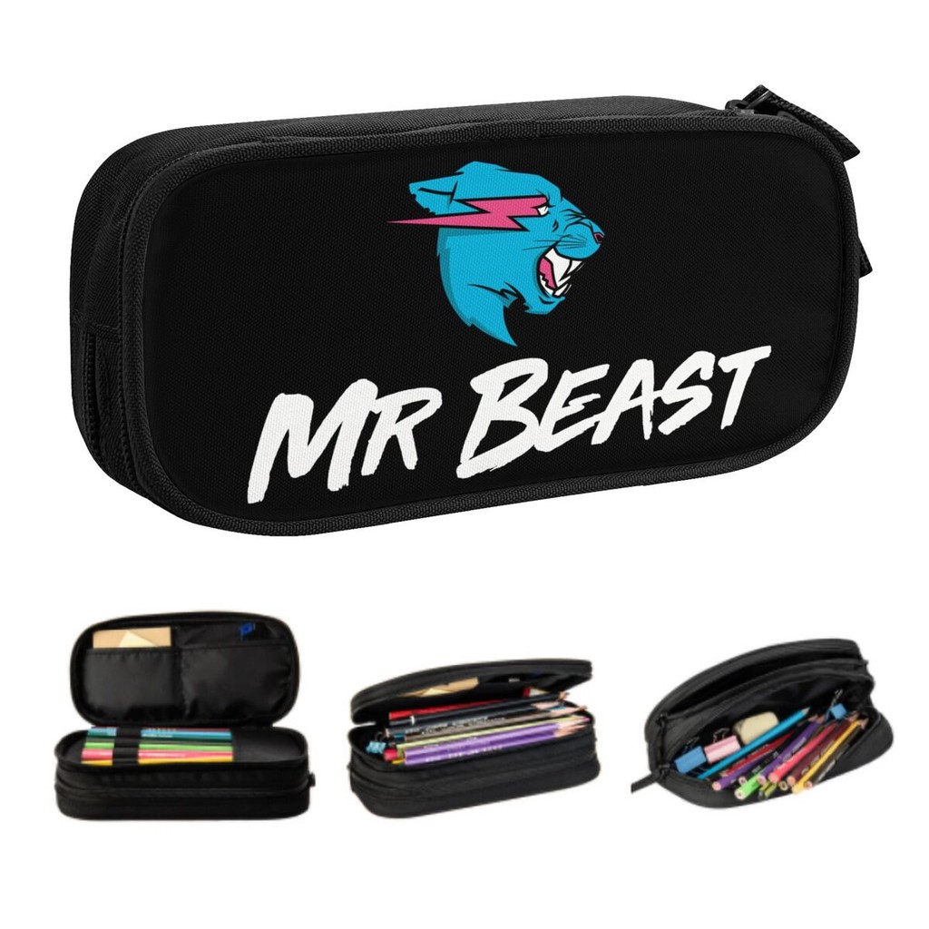 

Custom Cute Mrbeasted Wolf Pencil Case For Girls Boys Large Storage Pen Bag Box Stationery