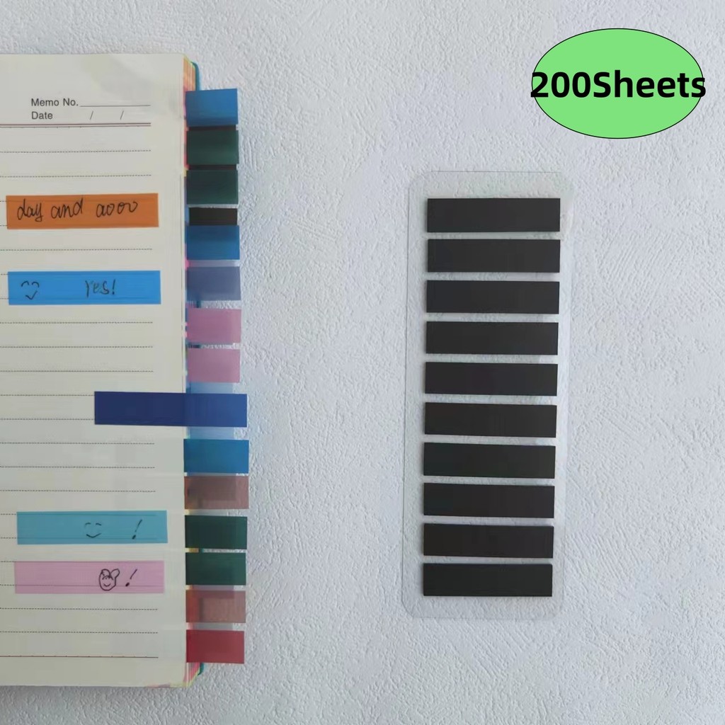 

200 Sheets Transparent Sticky Note Self-Adhesive Bookmarker Annotation Reading Book Clear Tab Kawaii