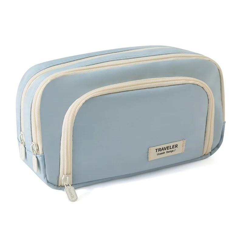 

Blue Large Capacity Pencil Bag Aesthetic School Cases Girl Korean Stationery Holder Bag Pen Case