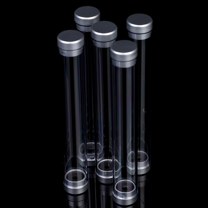 

1 Pcs Crystal Transparent Plastic Pen Box Gift Box Metal Transparent Pen Box Cylindrical Two Section