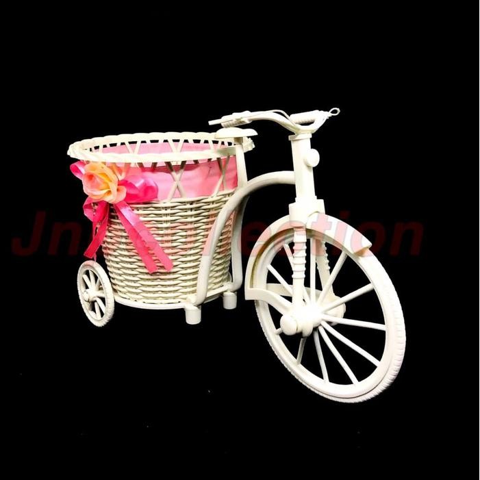 JTTOP" POT BUNGA SEPEDA KERANJANG BESAR/VAS SEPEDA/POT ROTAN PLASTIK/DEKORASI