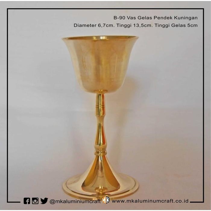 JTTOP" VAS BUNGA GELAS PENDEK KUNINGAN - BRASS VASE - MK ALUMINIUM