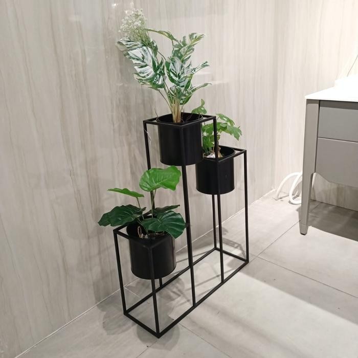 JTTOP" RAK POT BUNGA BESI MODEL INFORMA, RAK TANAMAN MINIMALIS MODERN, MURAH
