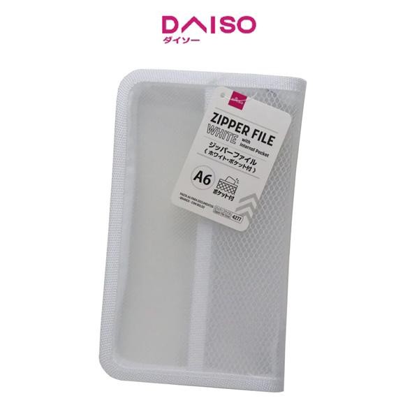 

Daiso A6 Zipper File White with Internal Pocket