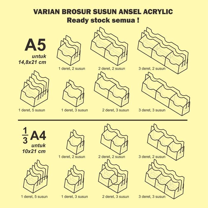 

ANSEL Tempat Brosur Akrilik 3 Tingkat - A5 V - Display Tipe E 3 Susun