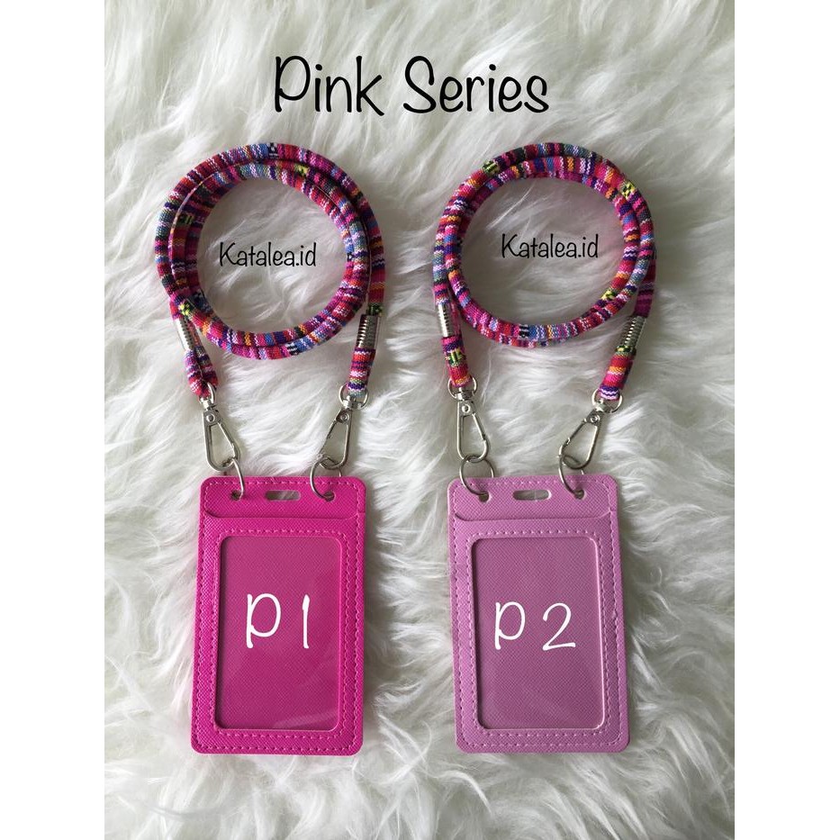 

Id Card Holder Tali Tenun / Lanyard Tenun - Pink