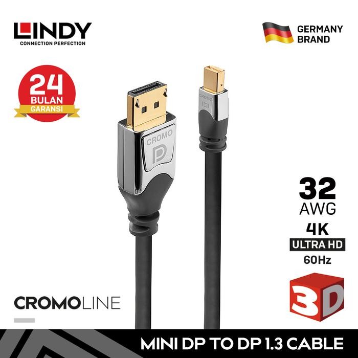 Kabel Mini DisplayPort LINDY Mini DP to DP 1.2 4K60 UHD, Cromo