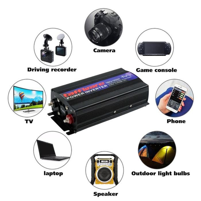 Power Inverter 1000 Watt Pure Sine Wave DC 12V ke AC 220V Taffware PSW