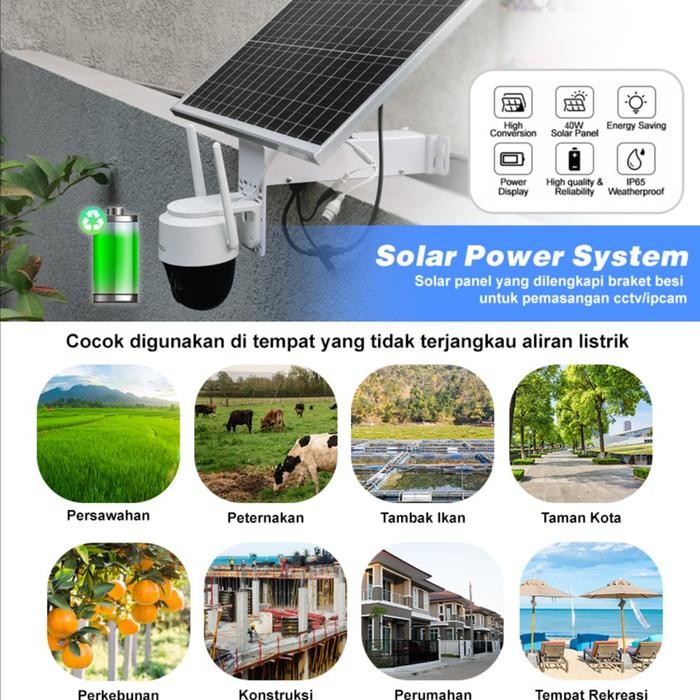 Solar panel Black 40WP Tenaga Matahari 12V 20AH/30AH Lithium Battery
