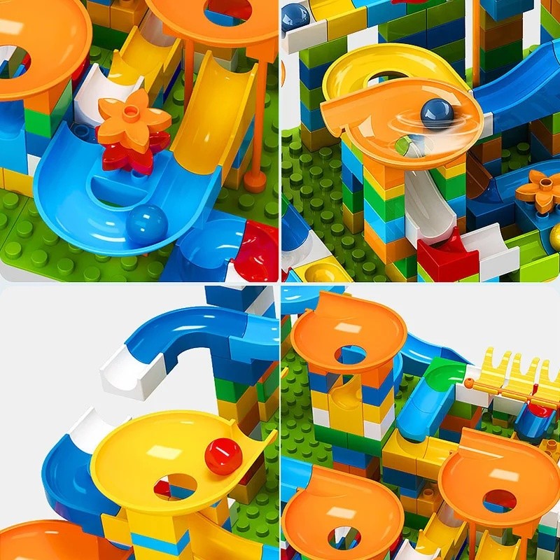 Marble Race Run Big Block Compatible Building Blocks Funnel Slide Blocks Big Bricks Diy Toys For