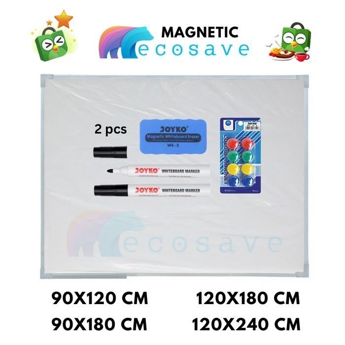 

Whiteboard Gantung Magnetic 90x180 cm EcoSave Papan Tulis Magnetik