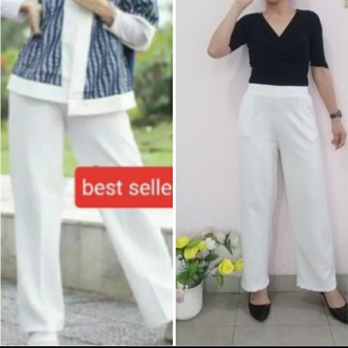 Skirta- Celana Panjang Putih Wanita Kulot Putih