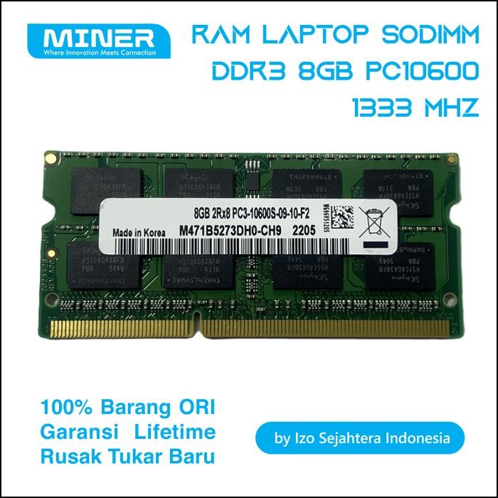 Memory RAM Laptop SODIMM DDR3 8GB PC10600 1333Mhz