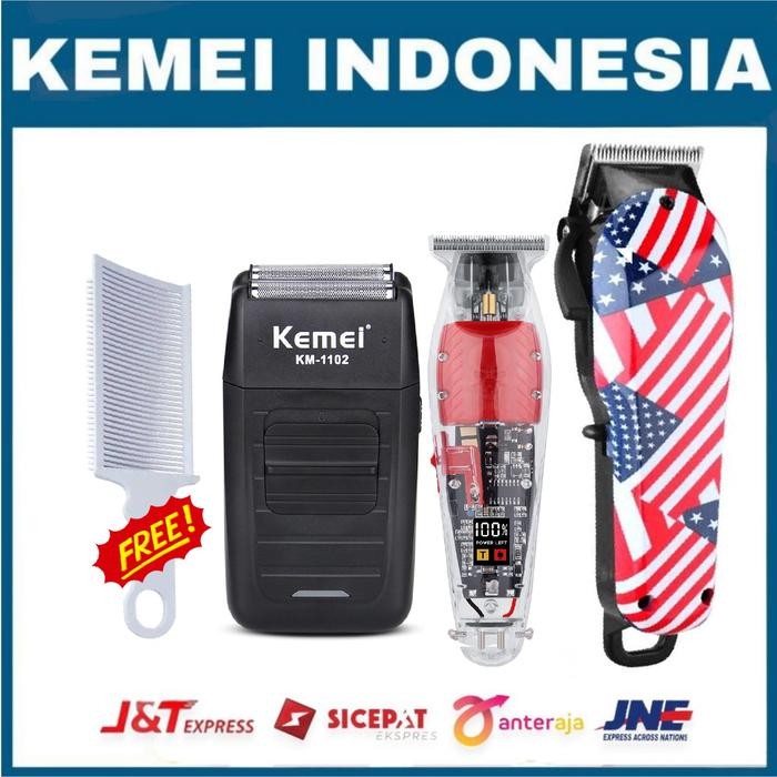 Paket bundling alat cukur kemei KM-830 kemei km-1102 kemei KM-204