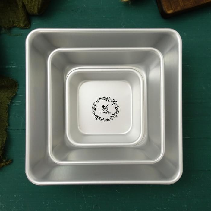 TERLARIS Chefio Loyang Kotak Aluminium Tanpa Sambungan Press / Bolu Cake Lapis