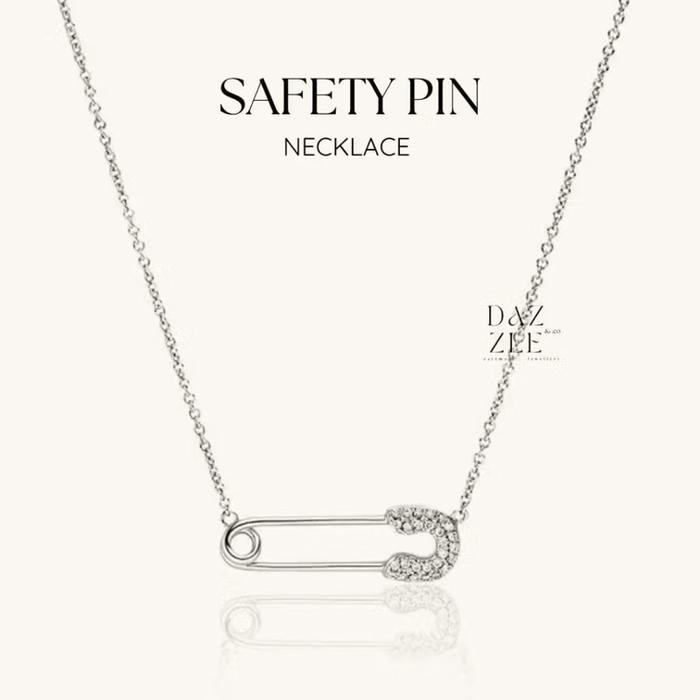 Outsy- Safety Pin Necklace Kalung Titanium Kalung Dazzlenco Aksesoris Perhiasan Silver Wanita