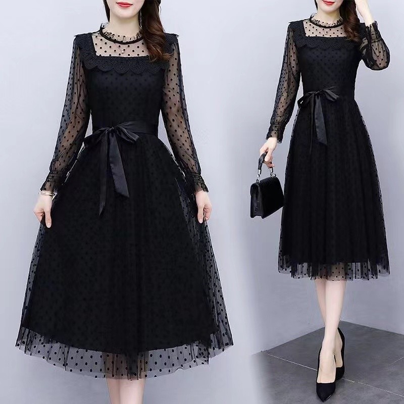 [NEW] Fan 2025 Gaun Hitam Renda Korea Baru/Dress Korean Style/Dress Pesta Wanita