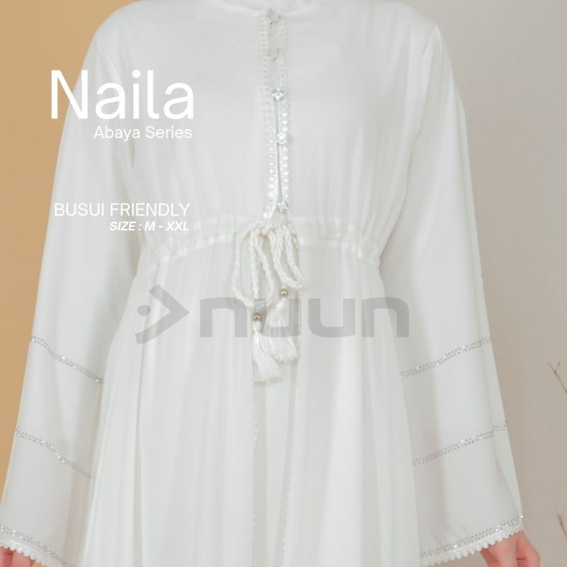 Cuci Gudang  Naila Abaya Putih - Abaya Arab Saudi Putih Polos Mewah Untuk Umroh Dan Haji