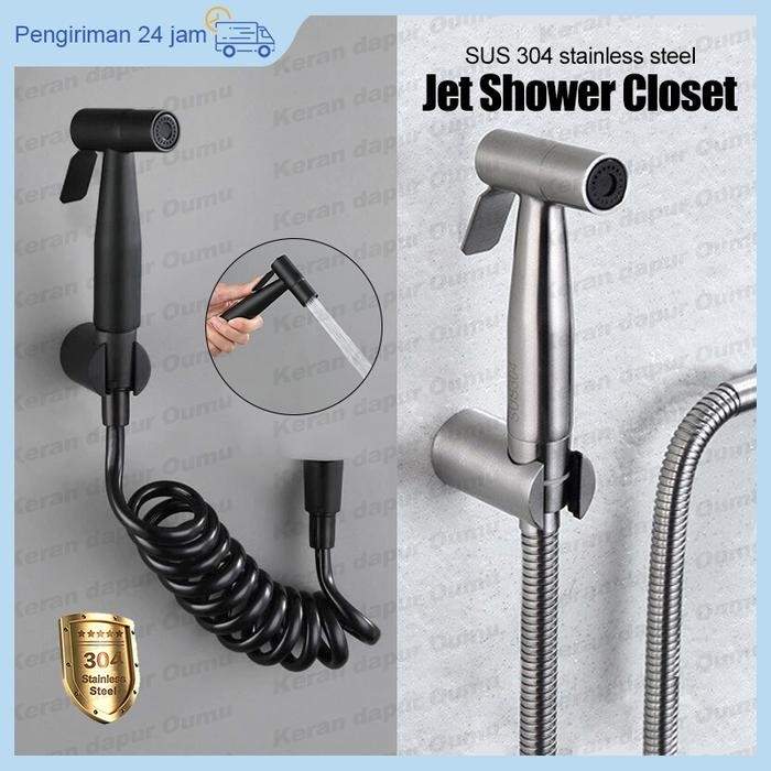 Sus 304 1 Set Jet Shower Closet / Jet Washer Toilet / Kran Closet Duduk / Semprotan Toilet Duduk /