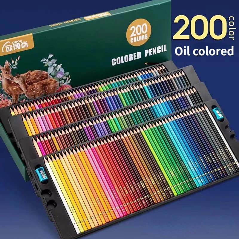 

Obos 200 Pcs Colored Pencil Drawing Set Watercolor And Oily Bright Color Hand-Painted Professional